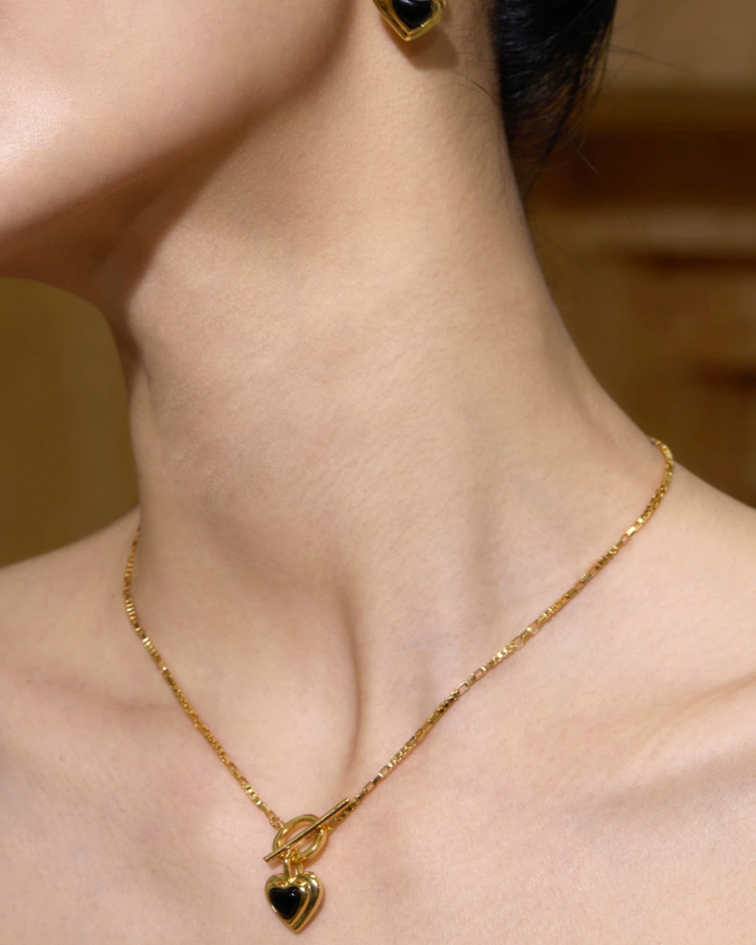 Black Heart Lock Necklace