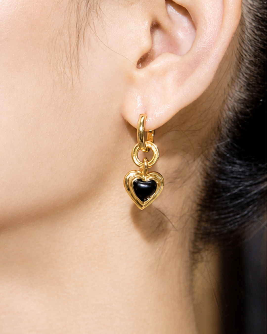 Black Heart Drop Earrings