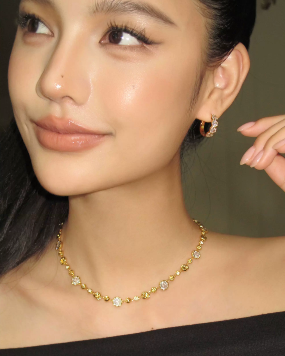 Trio Crystal Hoop Earrings