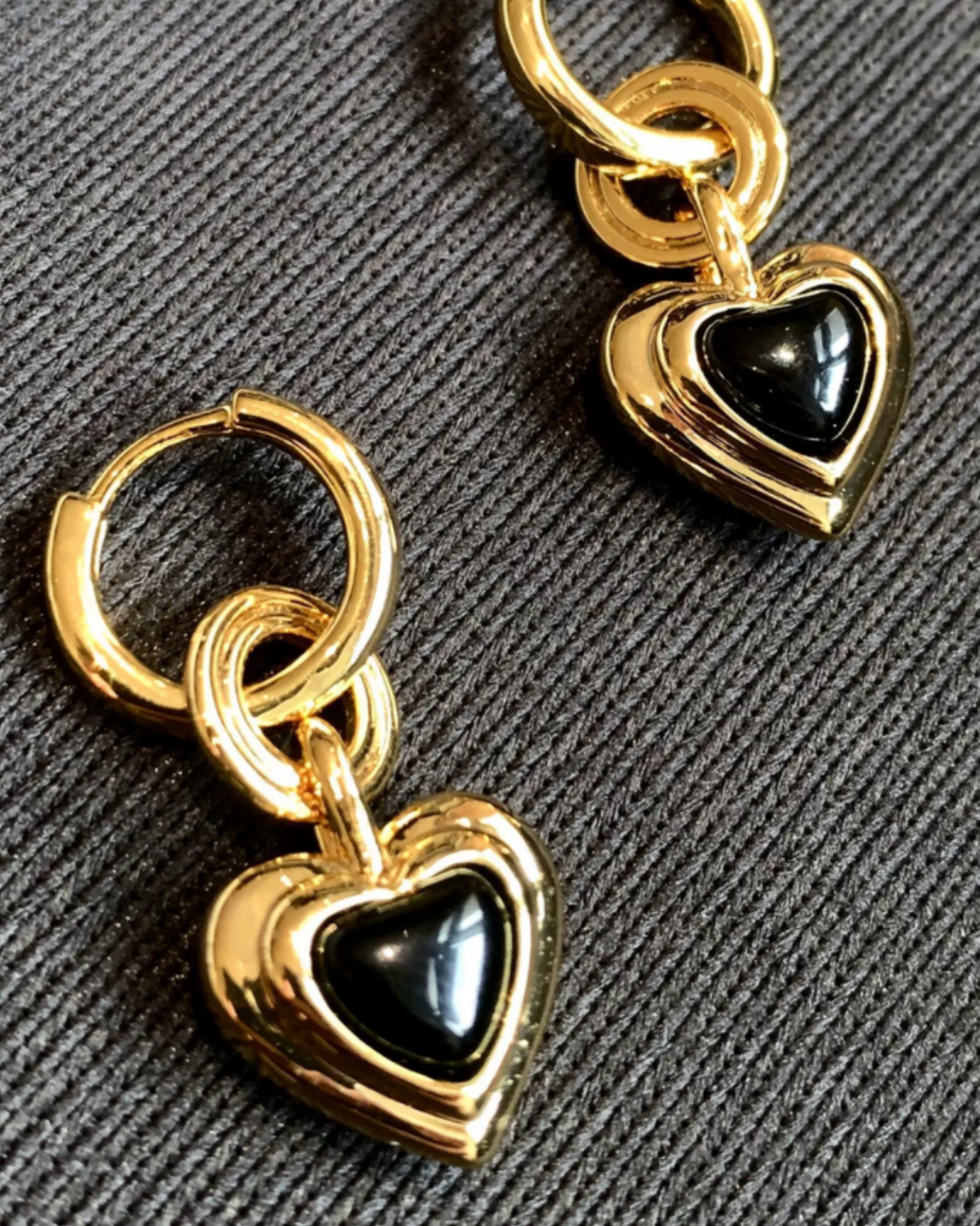 Black Heart Drop Earrings