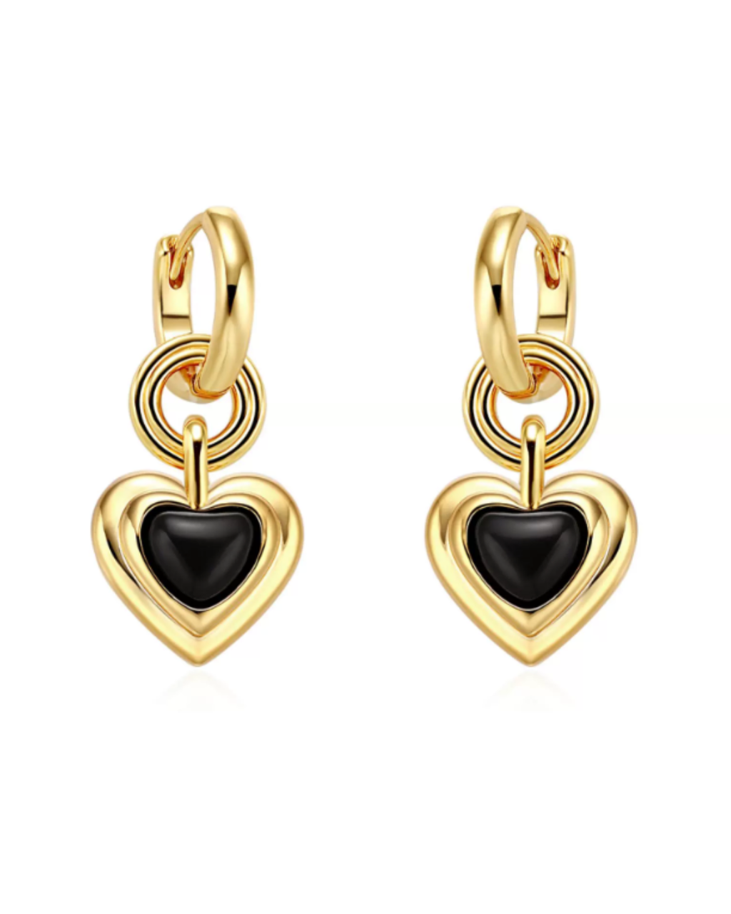 Black Heart Drop Earrings
