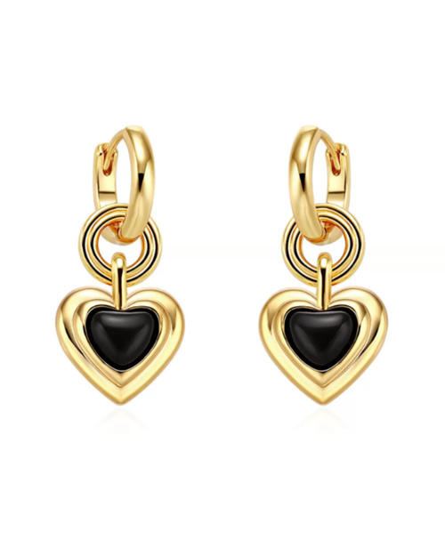 Black Heart Drop Earrings