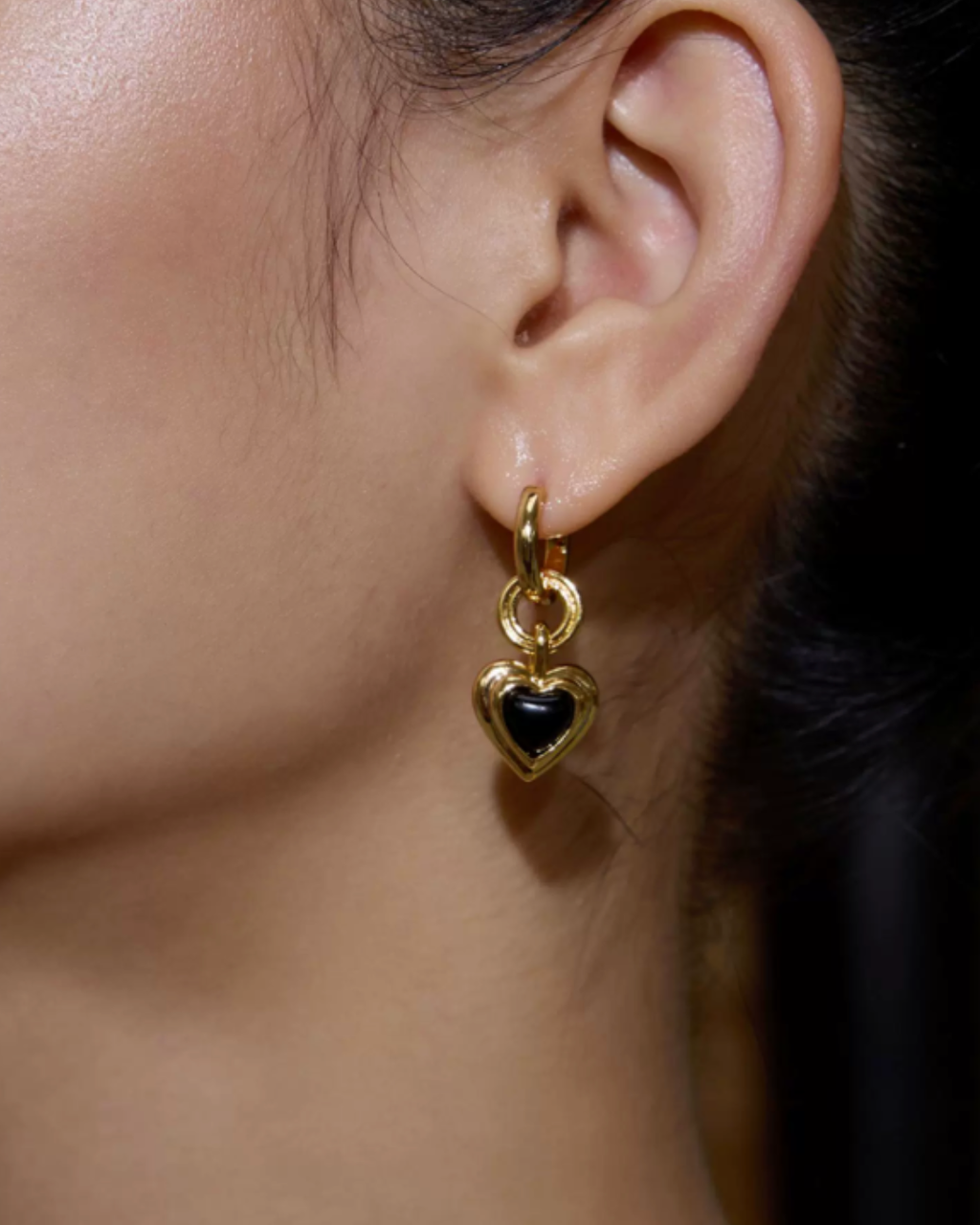 Black Heart Drop Earrings