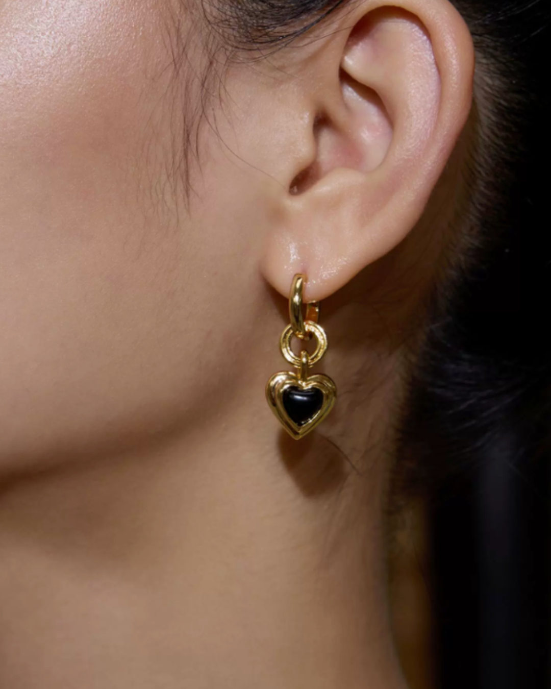 Black Heart Drop Earrings