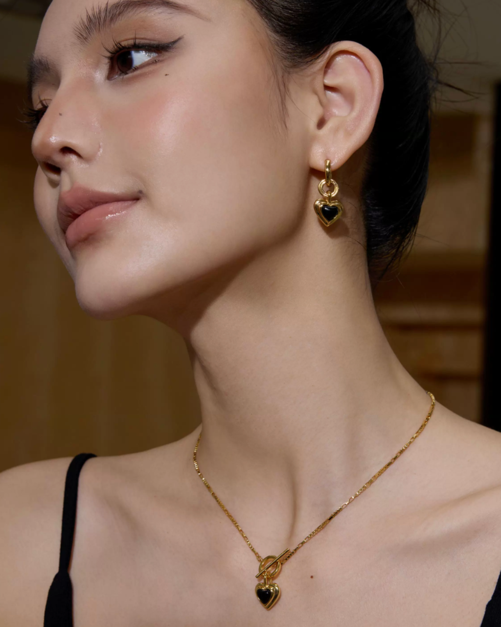 Black Heart Drop Earrings