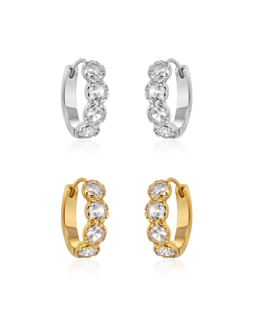 Trio Crystal Hoop Earrings
