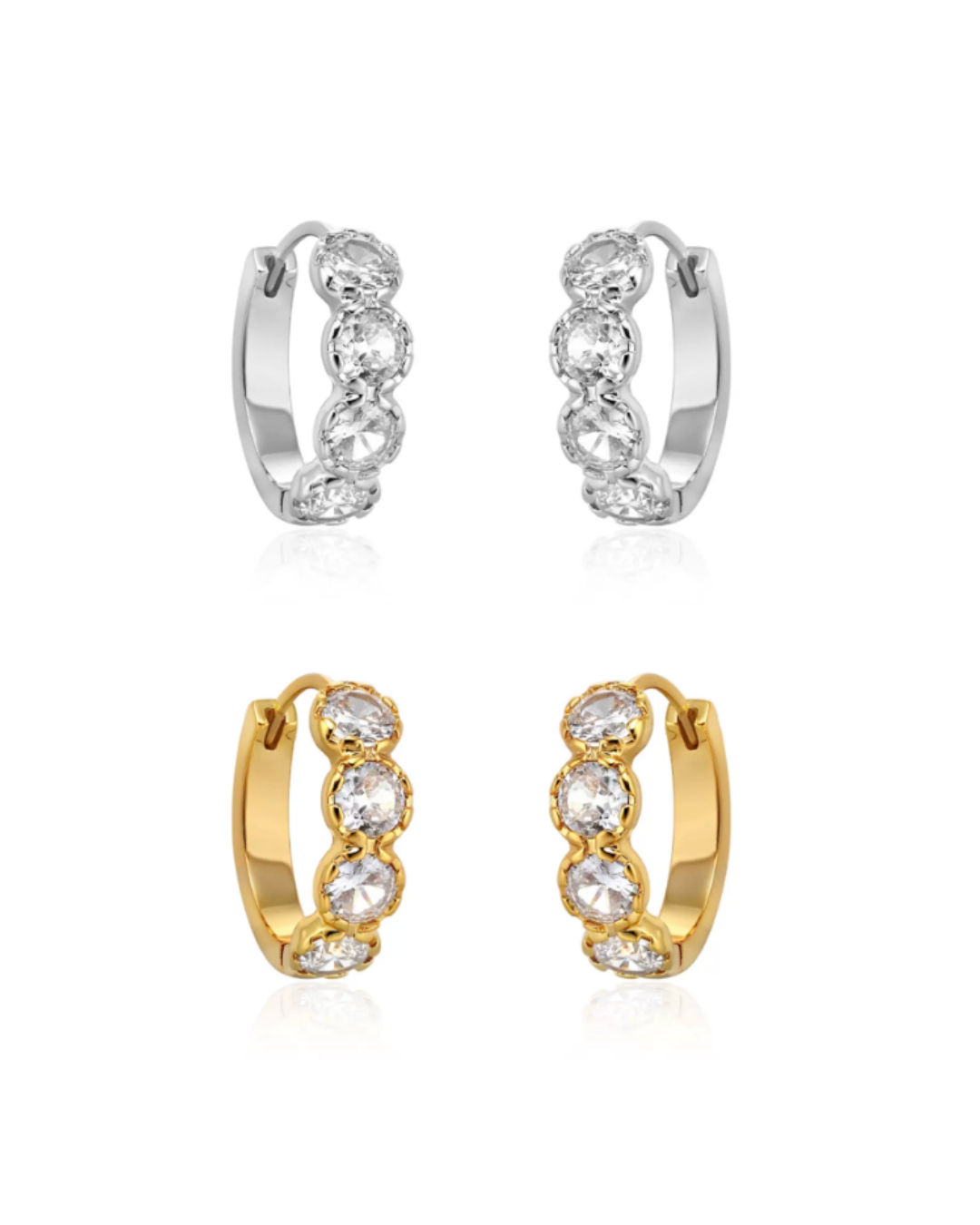 Trio Crystal Hoop Earrings