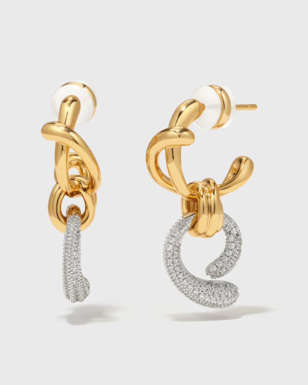 Twisted Gold Pavé Drop Earrings