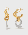 Twisted Gold Pavé Drop Earrings