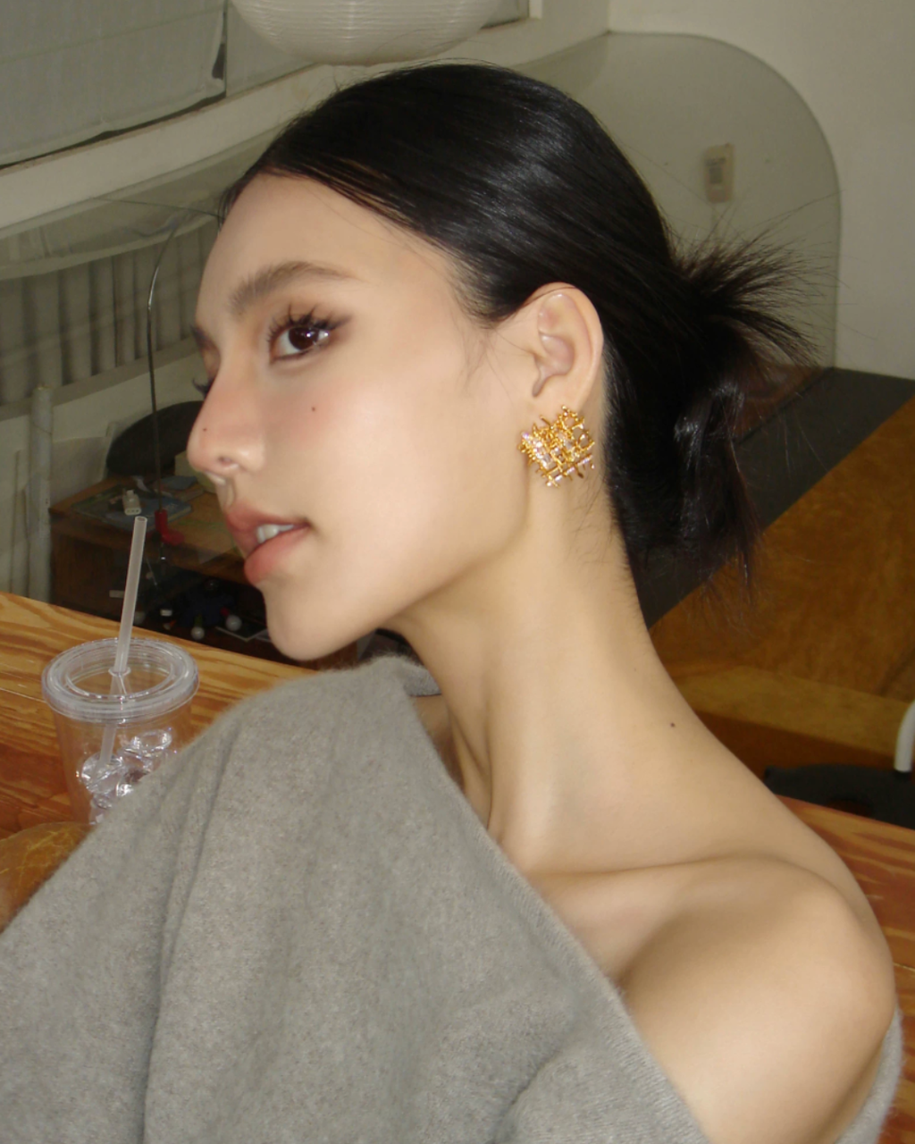 Linéa Weave Grid Pierced Earrings