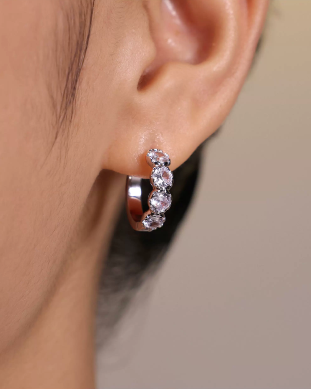 Trio Crystal Hoop Earrings