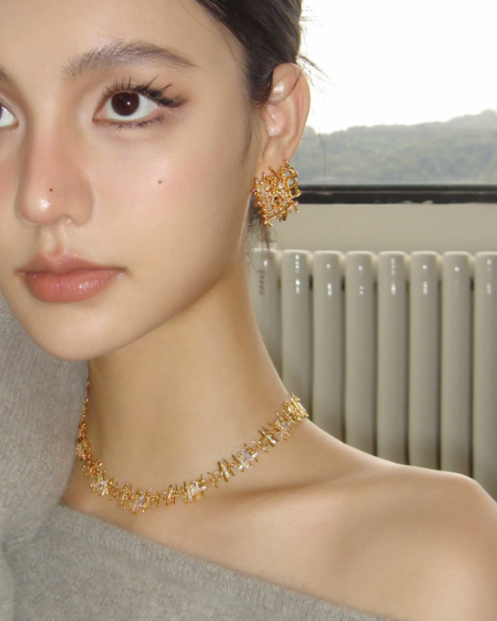Linéa Weave Grid Pierced Earrings
