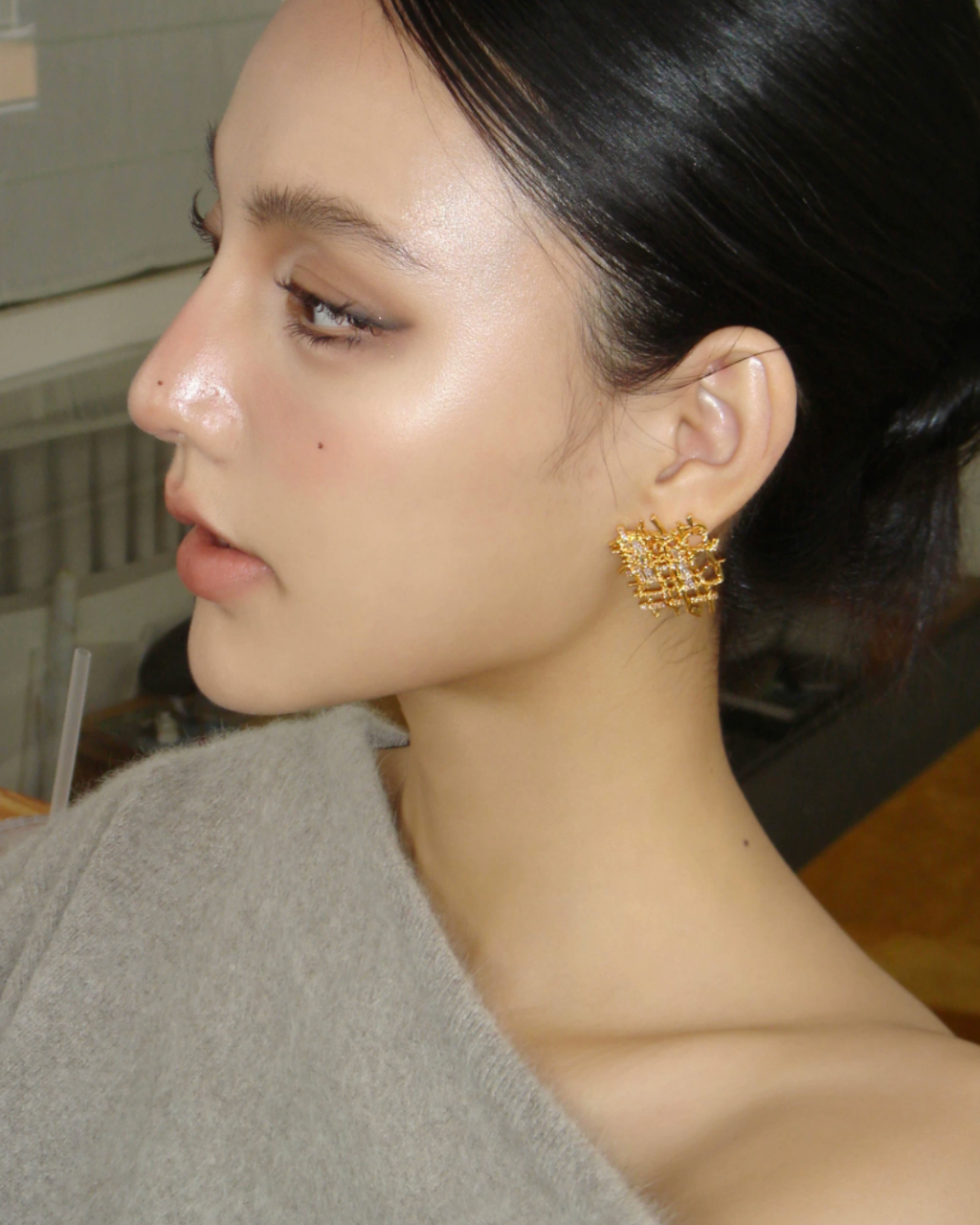 Linéa Weave Grid Pierced Earrings