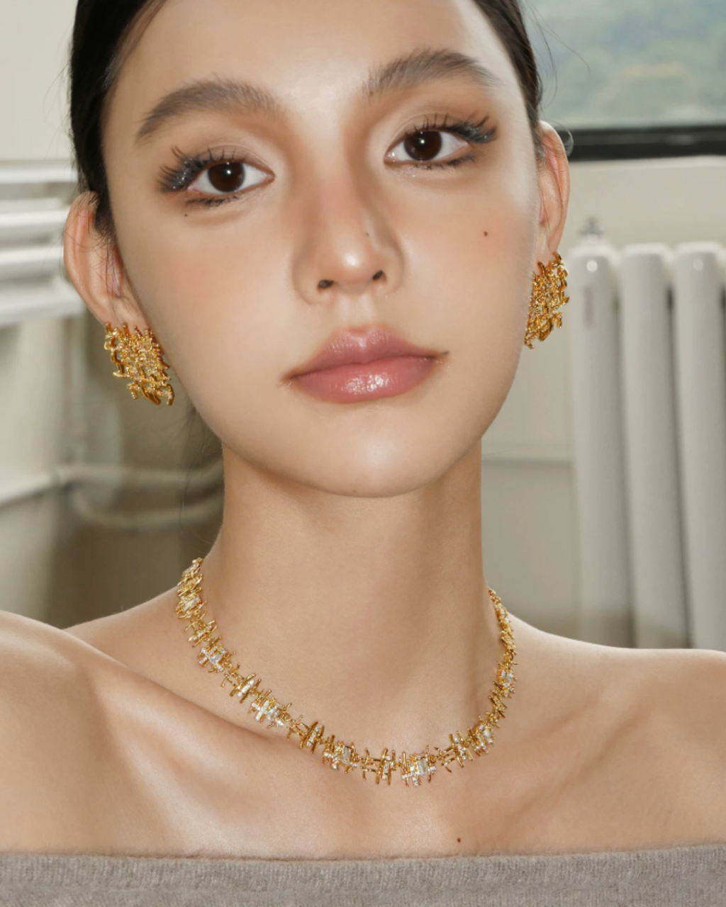 Linéa Weave Grid Pierced Earrings