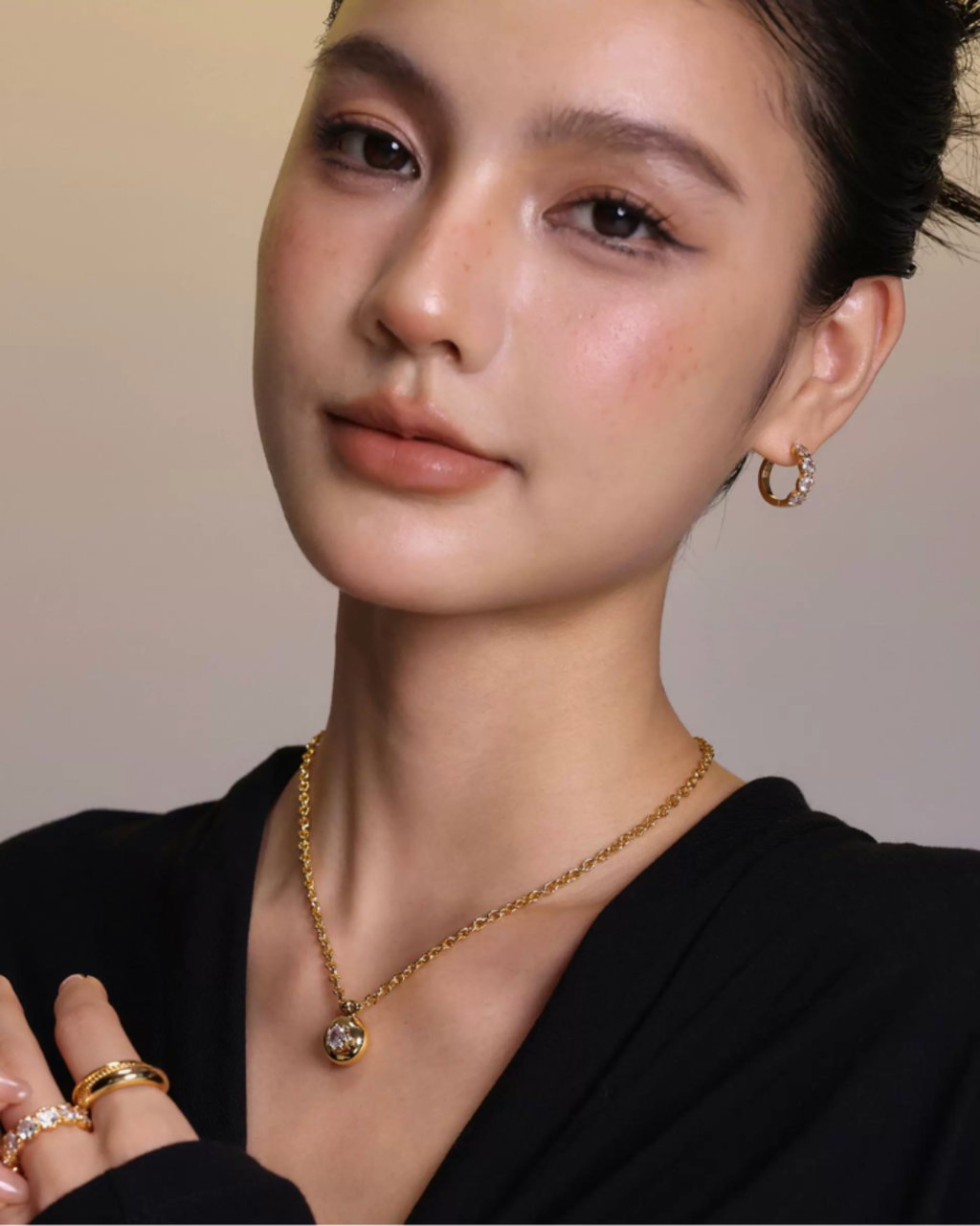 Trio Crystal Hoop Earrings