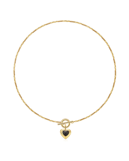 Black Heart Lock Necklace