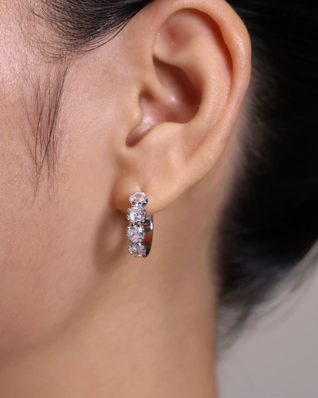 Trio Crystal Hoop Earrings