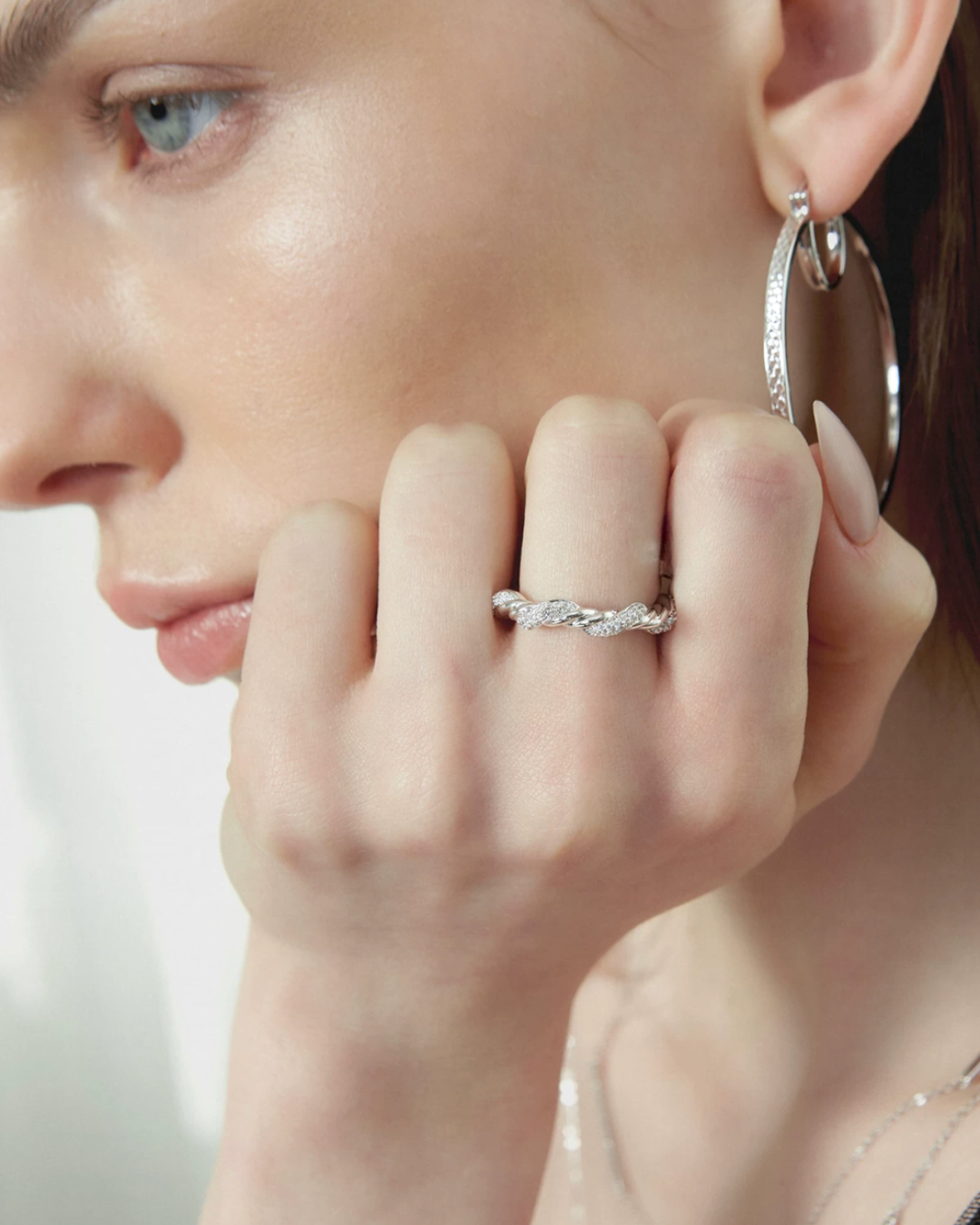 Twisted zirconia Open Ring