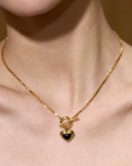 Black Heart Lock Necklace