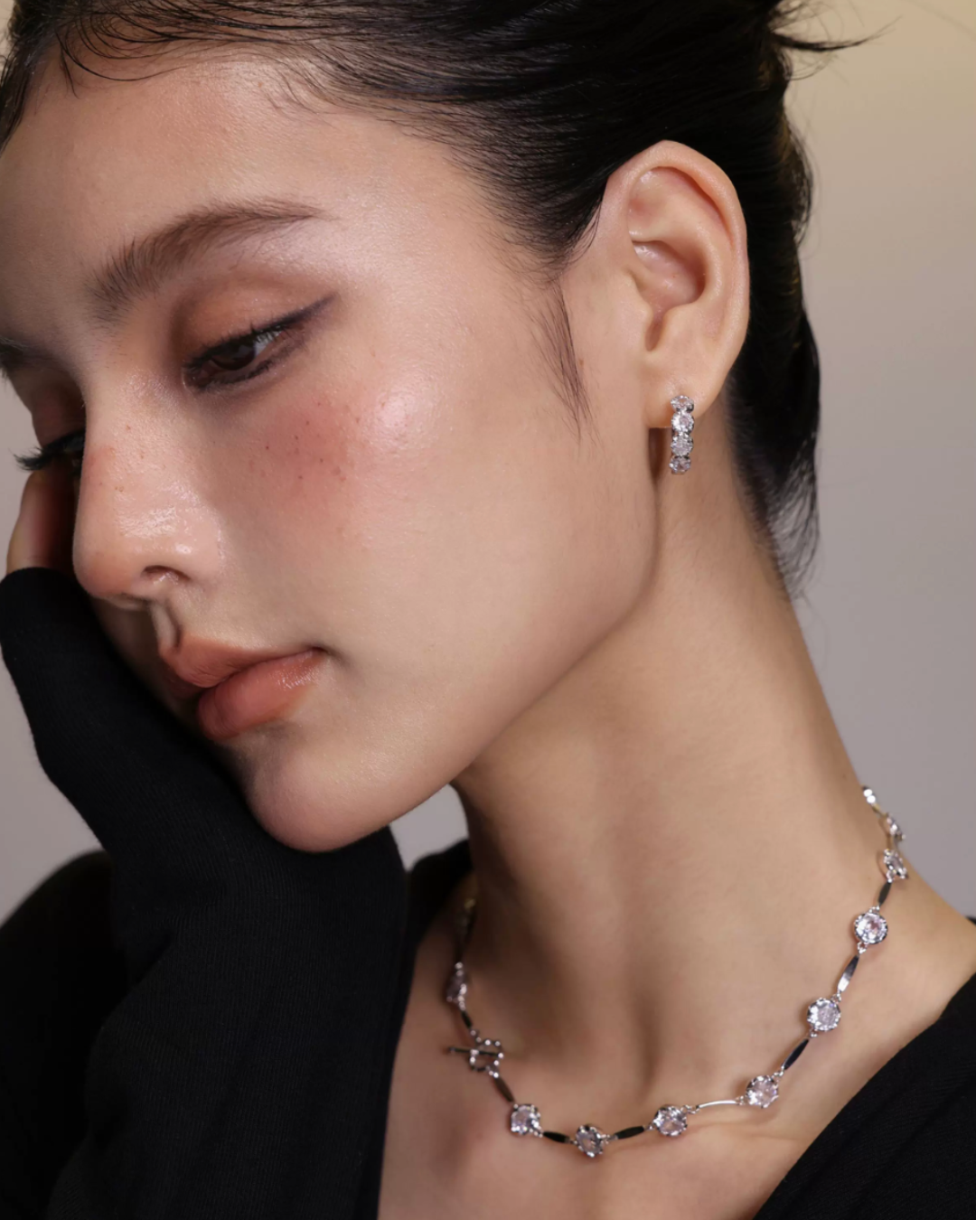 Trio Crystal Hoop Earrings
