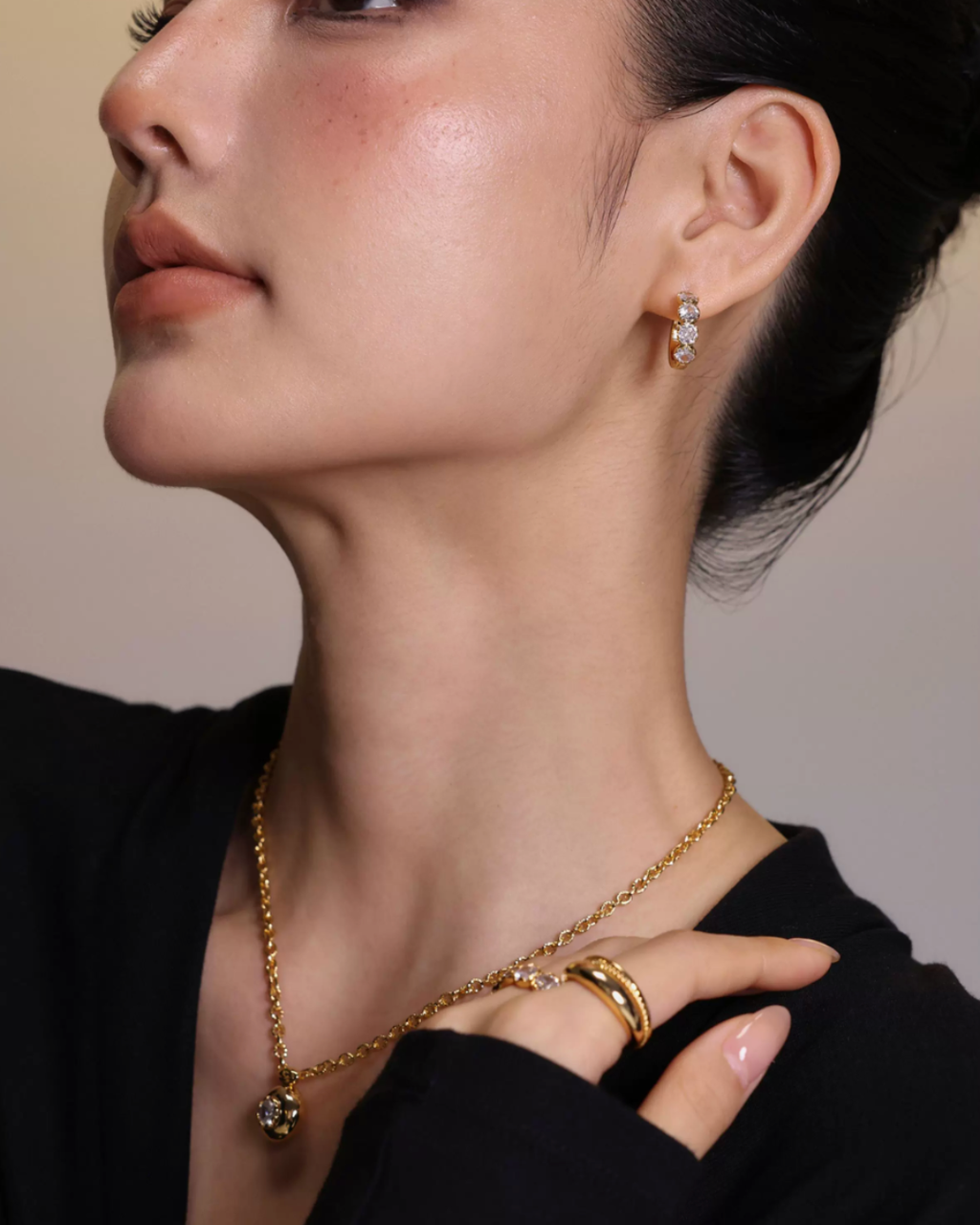 Trio Crystal Hoop Earrings