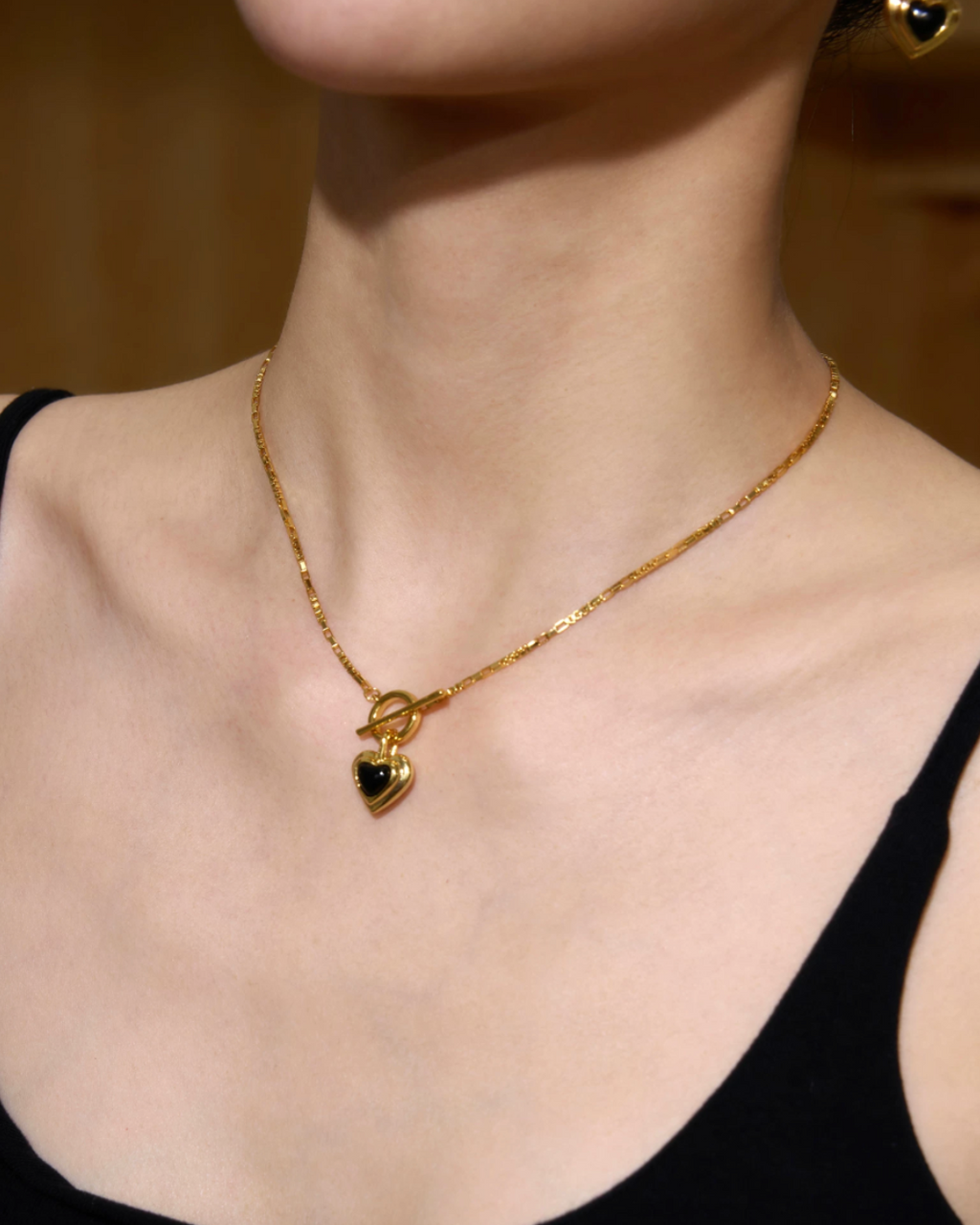 Black Heart Lock Necklace