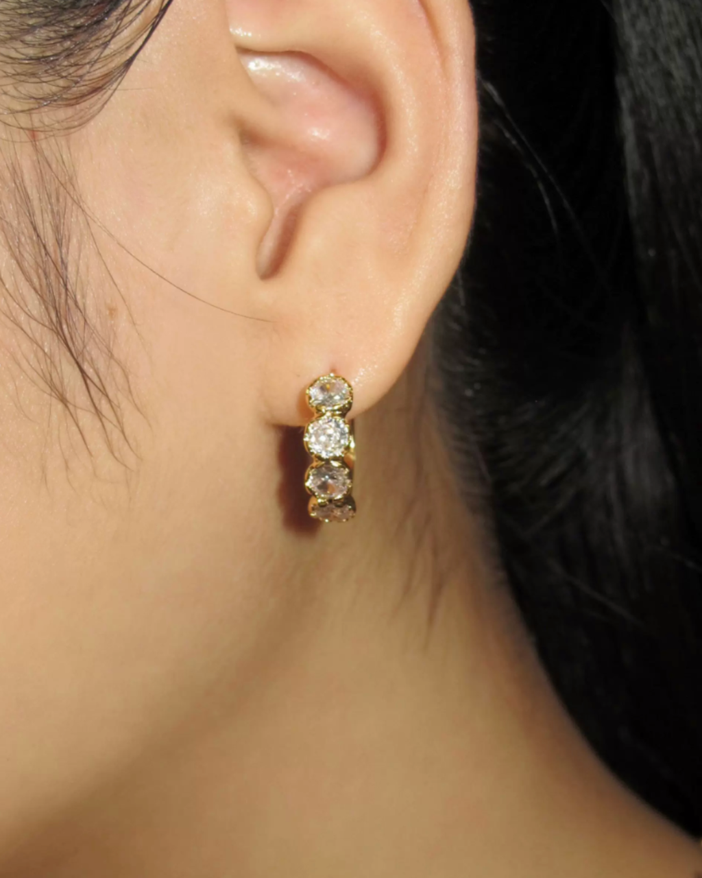 Trio Crystal Hoop Earrings