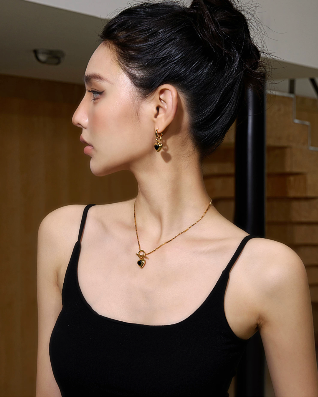 Black Heart Drop Earrings